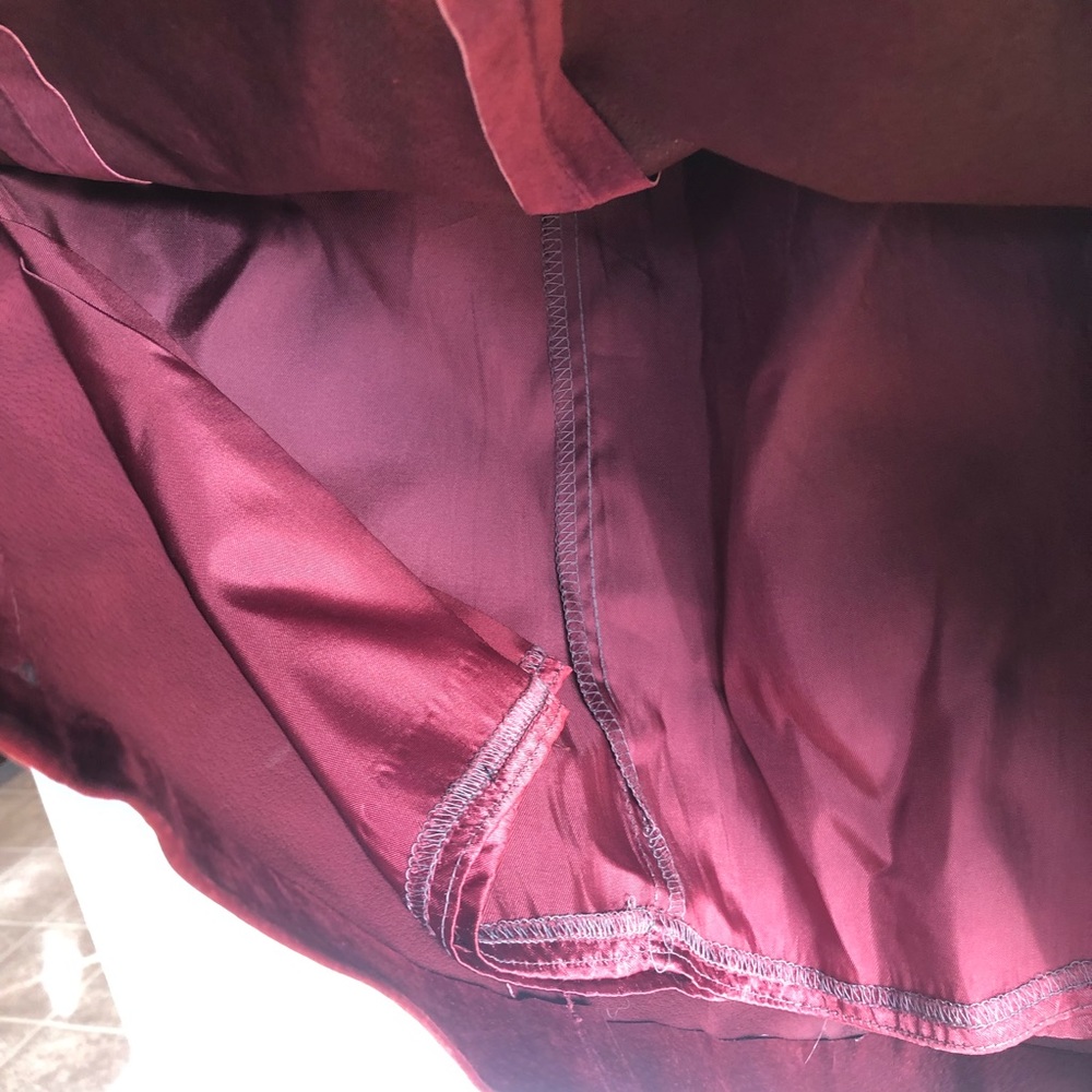 Vintage Genuine Leather Deep Red High Waisted Pencil Skirt 0 - Picture 10 of 16